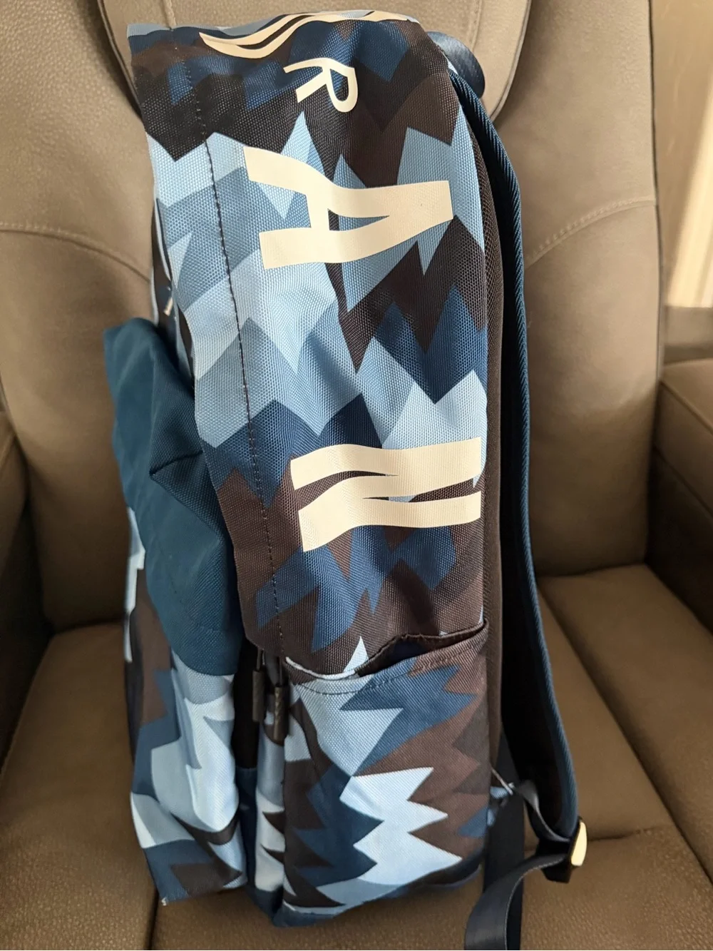 Jordan Chevron Pattern Blue and Brown Backpack